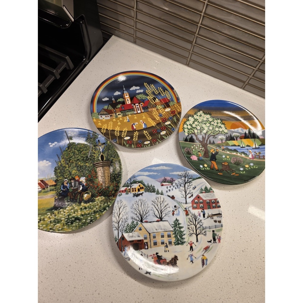 Vintage Barbara Fürstenhöfer Reutter Porzellan 4 Season Plates